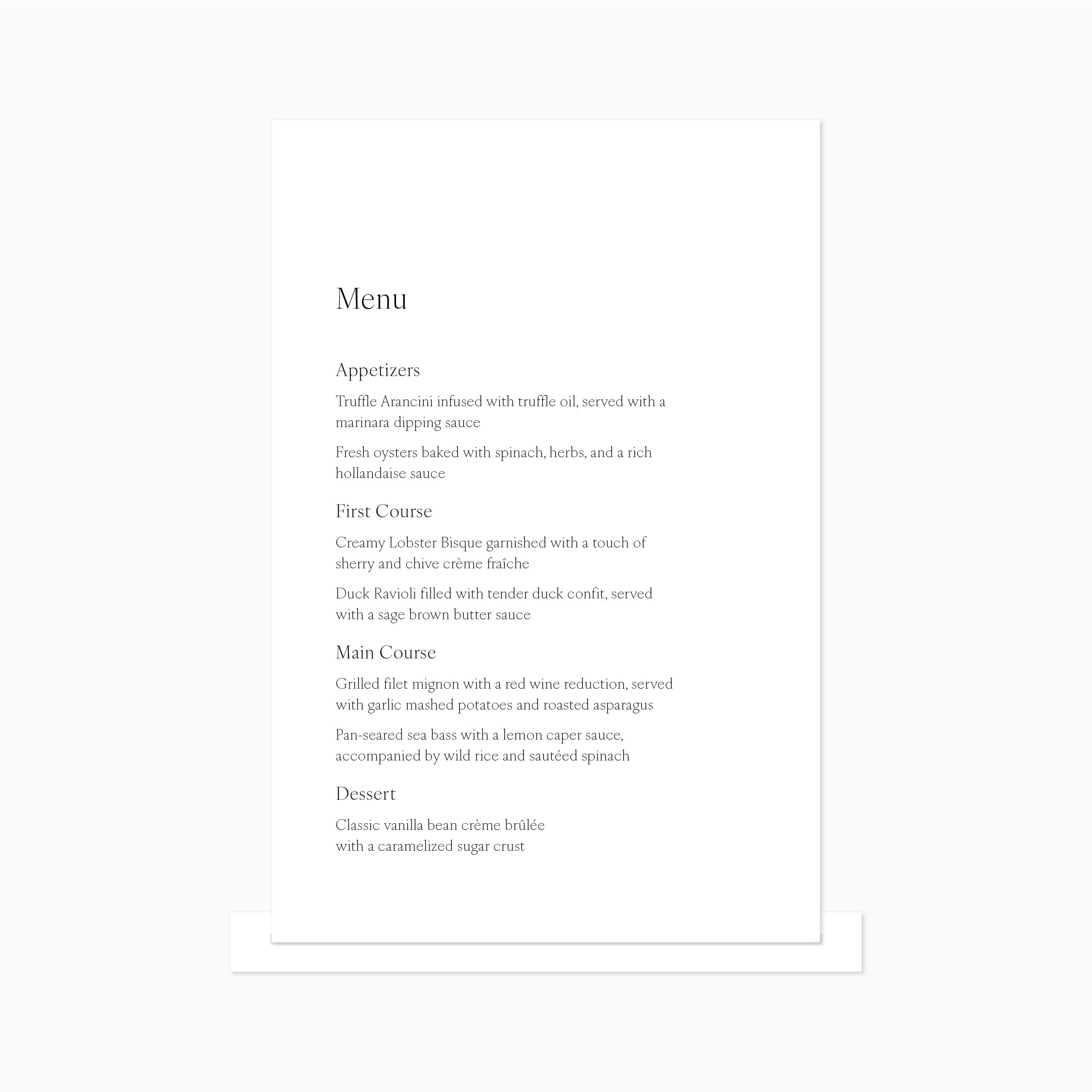 Amore | Table Menu Signs