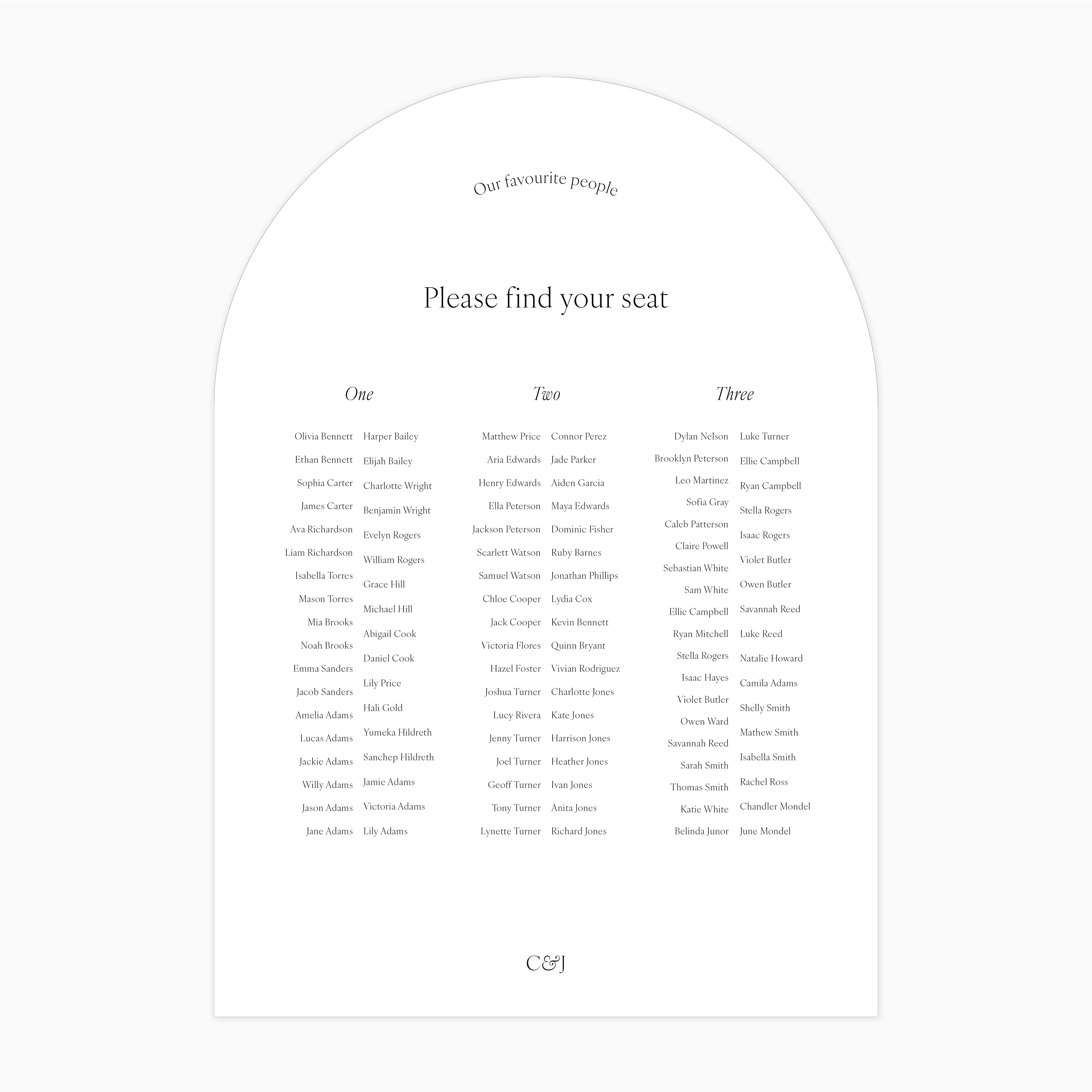 Amore | Seating Chart Sign