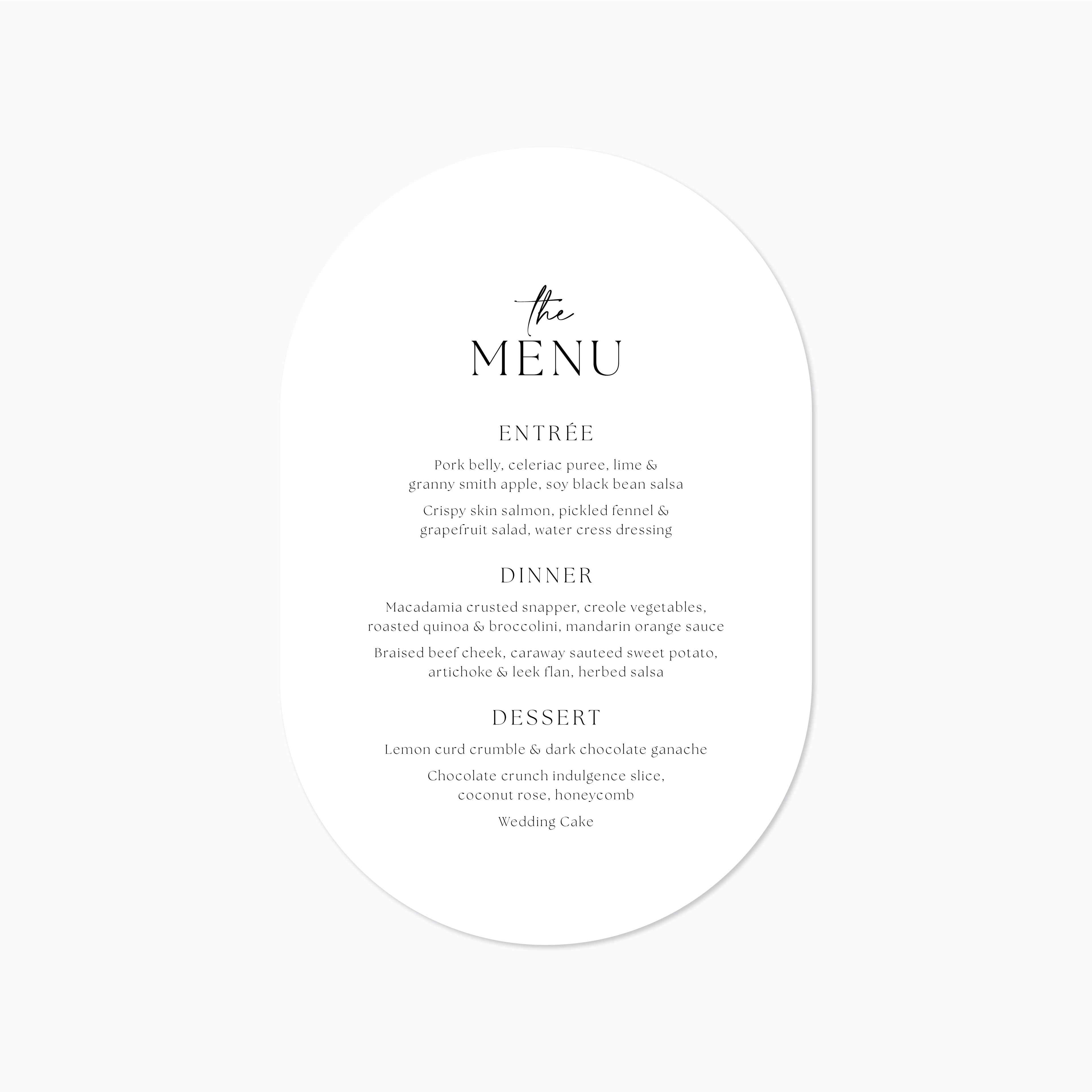 Grace | Menu Cards