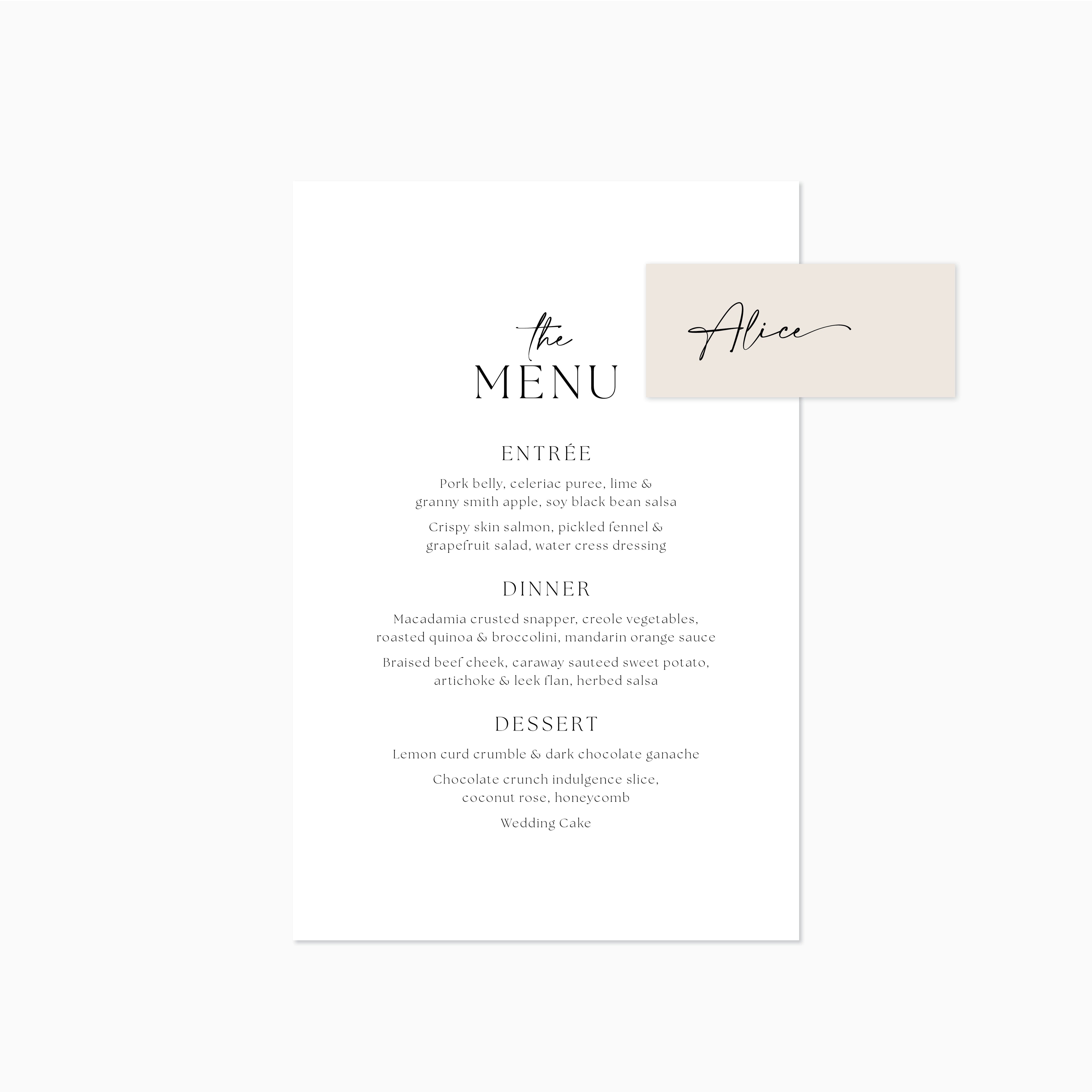 Grace | Menu and Place Card Package