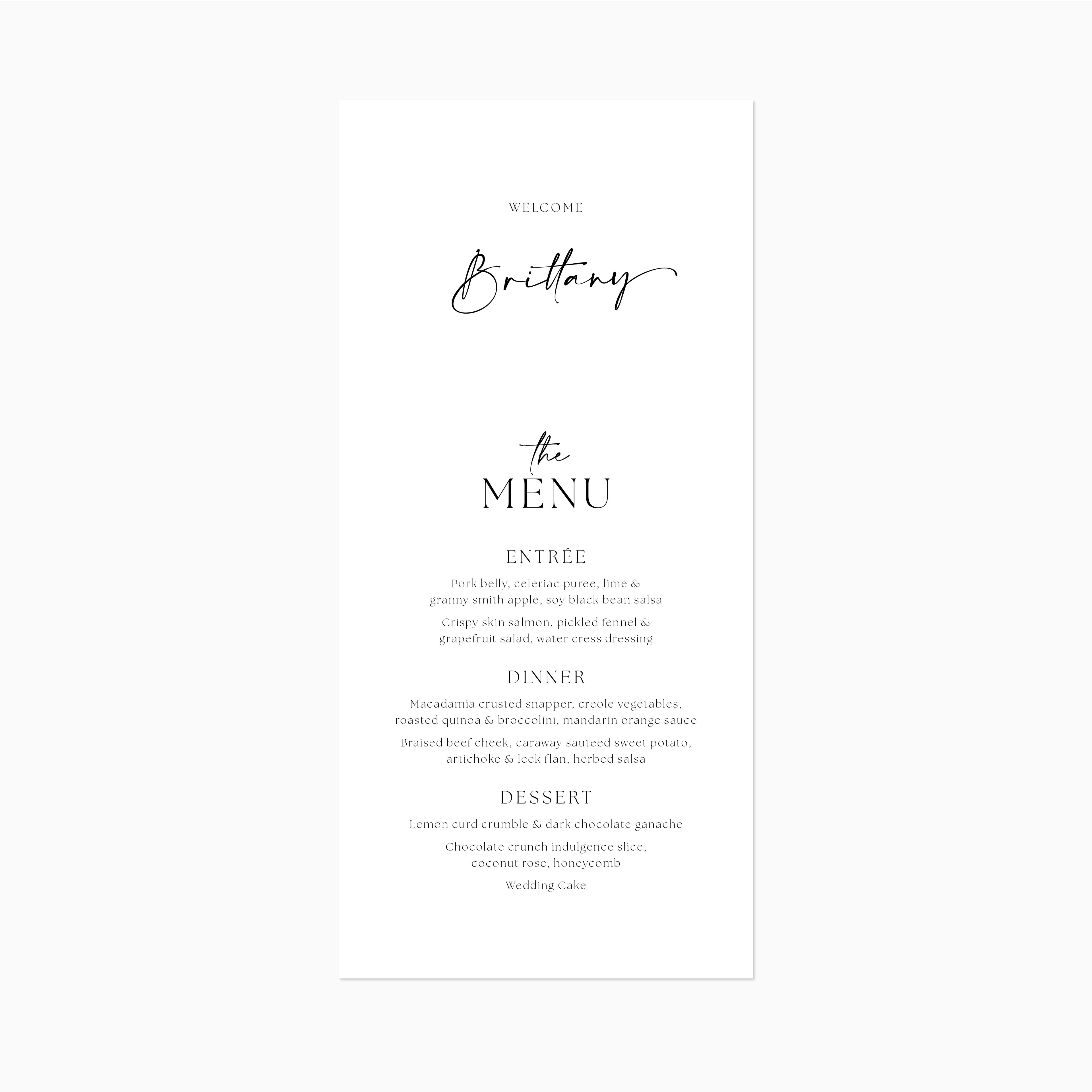 Grace | Menu Cards