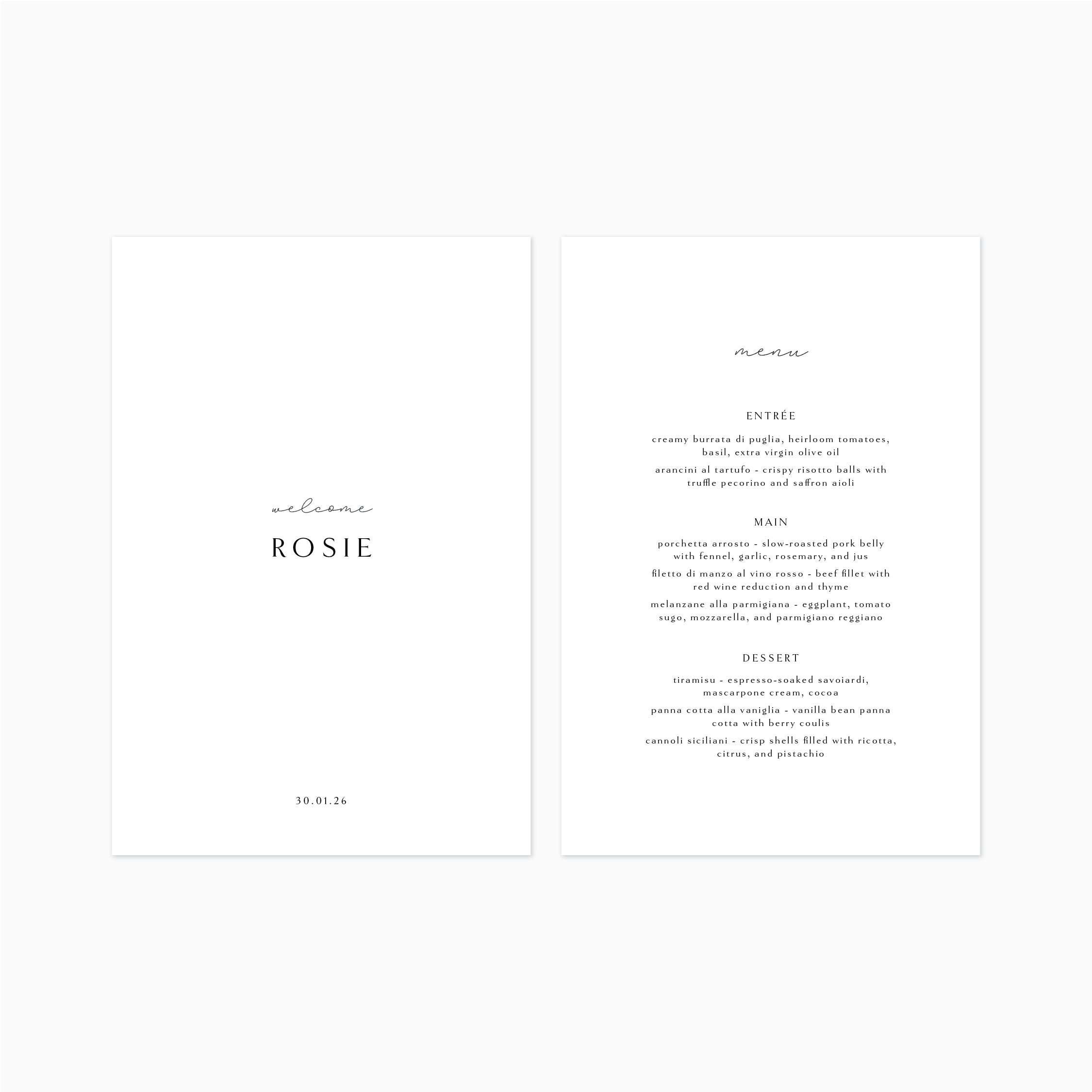 Lumière | Menu Cards