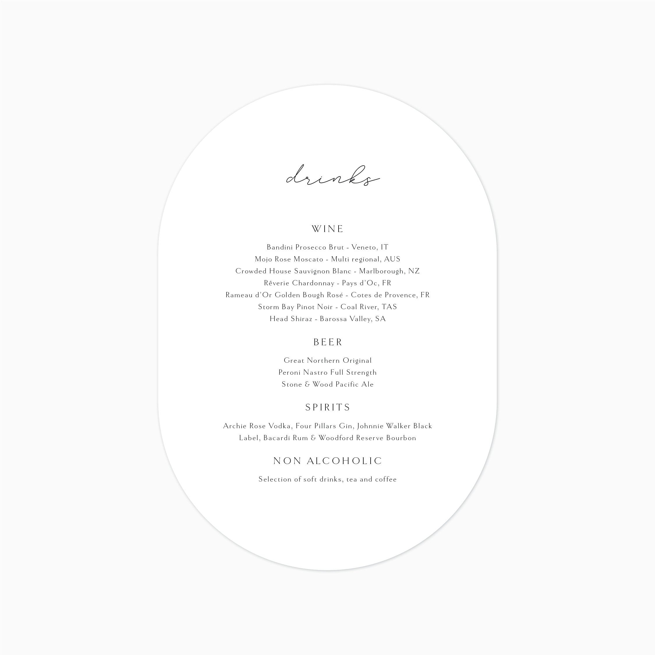 Lumière | Menu Cards