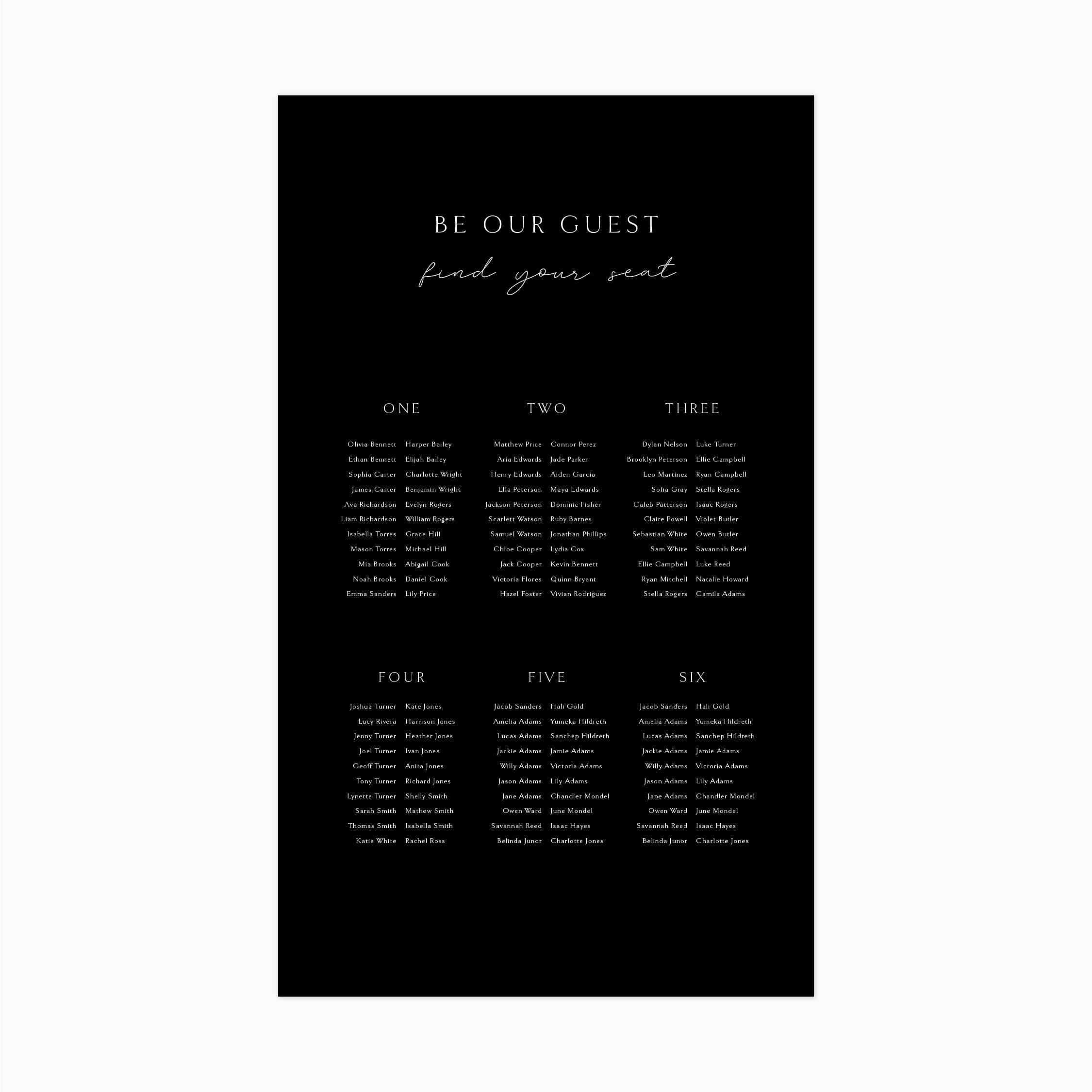 Lumière | Seating Chart Sign