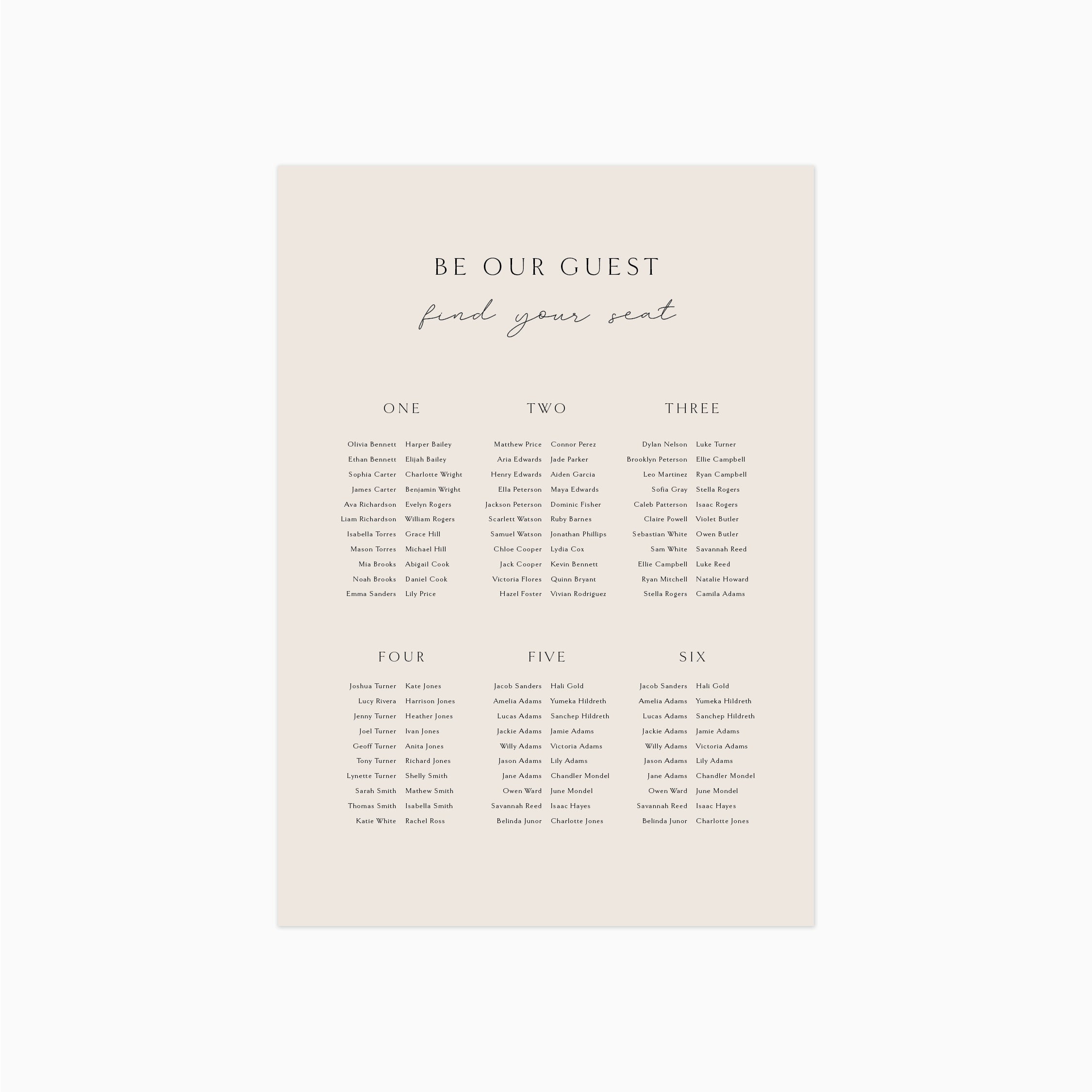 Lumière | Seating Chart Sign