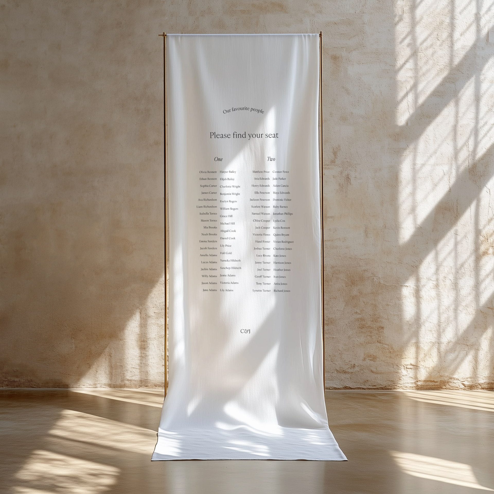 Amore | Fabric Seating Chart Sign